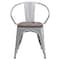 Flash Furniture Silver Metal Chair with Wood Seat and Arms, PK4 4-CH-31270-SIL-WD-GG - alternate 6